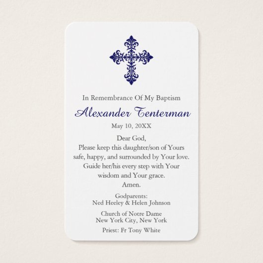 doopgebed | Sint Jozef & Baby Jesus Visitekaartje (Achterkant)