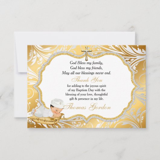 Doopgeschenk Gouden Kruis Bedankt Jongen (Voorkant)