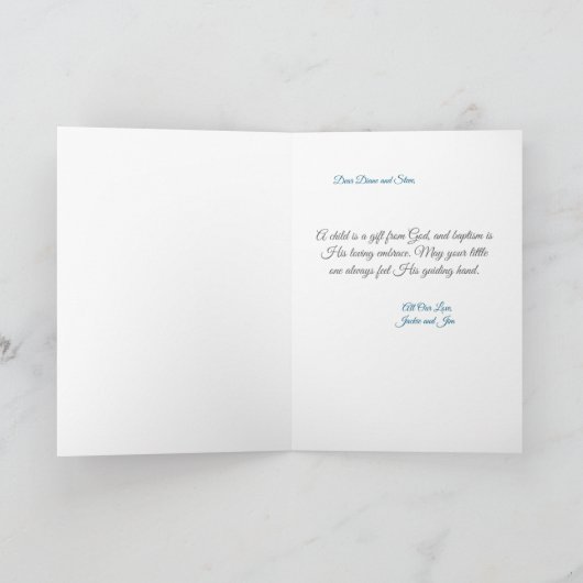  doopgroet met engel en Baby Kaart (Binnen)