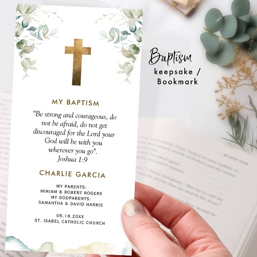 Doopgunst, jongen of meisje, groen Bladwijzer Bedankkaart