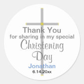 doopjongen dank u ronde Stickers (Voorkant)