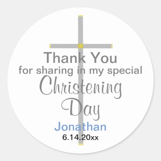 doopjongen dank u ronde Stickers (Voorkant)