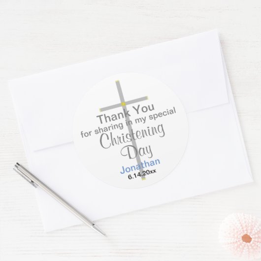 doopjongen dank u ronde Stickers (Envelop)