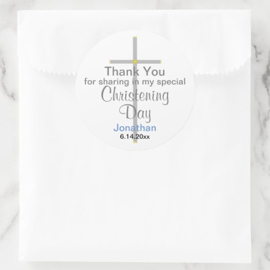 doopjongen dank u ronde Stickers (Tas)