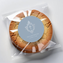 Doopjongen Stof Blauw Vintage Zilveren Wapen Kruis