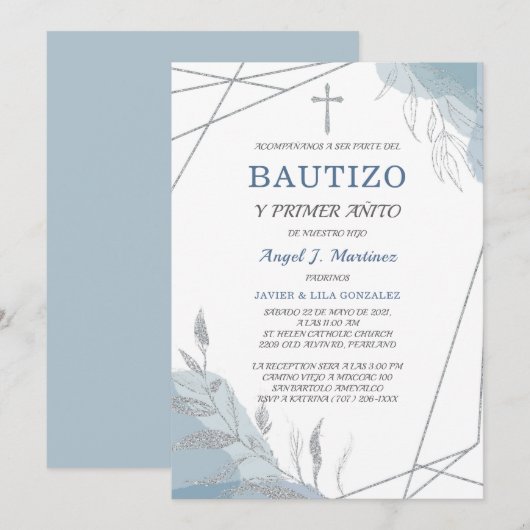 Doopjongen Uitnodiging Spaans (Voorkant / Achterkant)
