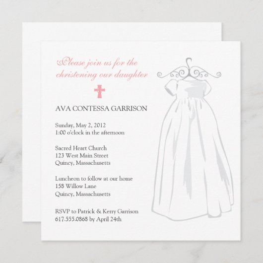 Doopjurk en roze kruis kaart (Voorkant / Achterkant)