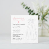 Doopjurk en roze kruis kaart (Staand voorkant)