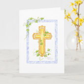 Doopkaart met klimopkruis kaart (Gele Bloem)