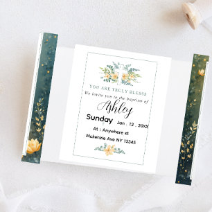 Doopkaart met Kruis en Bloemen Uitnodiging Briefkaart