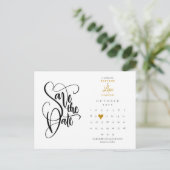 Doopkalender Bewaar de Datum Gouden Hart Aankondigingskaart (Staand voorkant)