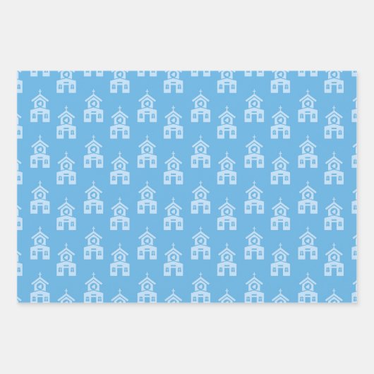 doopkapel blauwe duif engel kerk inpakpapier vel (Voorkant 3)