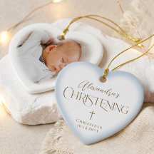 Doopkruis voor babyjongen met blauwe hartfoto