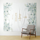 Doopmeisje achtergrond - groen blad en goud wandkleed (In Situ (horizontaal))