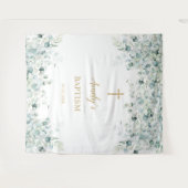 Doopmeisje achtergrond - groen blad en goud wandkleed (Voorkant (horizontaal))