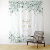 Doopmeisje achtergrond - groen blad en goud wandkleed (In situ)