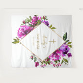 Doopmeisje achtergrond - Paarse Bloemen Wandkleed (Voorkant (horizontaal))