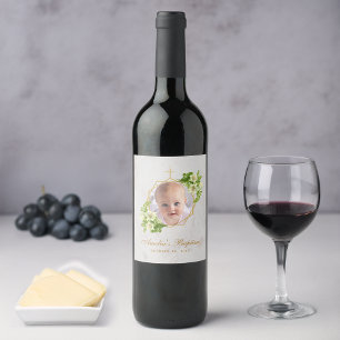 Doopmeisje Foto Bloem Marmer Goud Witte Lelies Wijn Etiket