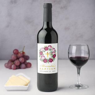 Doopmeisje Roze Bourgogne Bloemenkrans Nepgoud Wijn Etiket