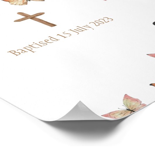 Doopmeisje Waterverf Vlinders Poster (Hoek)