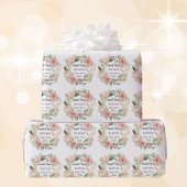 Doopnaam Datum Cross Dove Spring Flowers Cadeaupapier