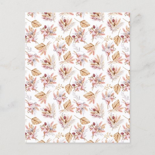 Dooppampas bloem roos budget uitnodiging (Achterkant)