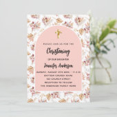 Dooppampas bloemen roos goud roze meisje kaart (Staand voorkant)