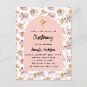 Dooppampas bloemen roos goud roze meisje uitnodiging briefkaart (Voorkant)