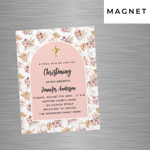 Dooppampas bloemen roos goudroze luxe magnetische uitnodiging