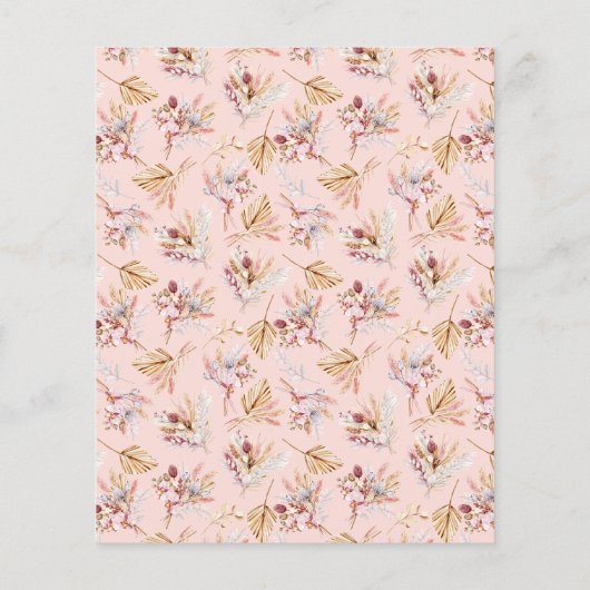 Dooppampas florals roos begrotingsuitnodiging (Achterkant)