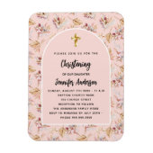 Dooppampas florals roos gouden uitnodiging magneet (Verticaal)