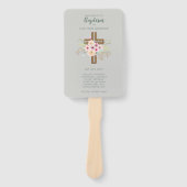 Doopprogramma Fan - Bloemkruis Grijs Handwaaier (Voorkant)