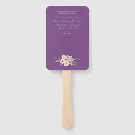 Doopprogramma Fan - Bloemkruis Paarse Salie Handwaaier (Achterkant)