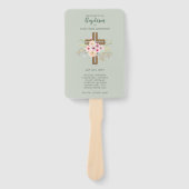 Doopprogramma Fan - Bloemkruis Sage Handwaaier (Voorkant)