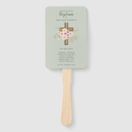 Doopprogramma Fan - Bloemkruis Sage Handwaaier