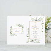 Doopprogramma Greenery Gold Cross (Staand voorkant)