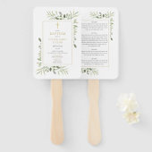 Doopprogramma Greenery Gold Cross Handwaaier (Voorkant en achterkant)