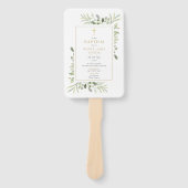 Doopprogramma Greenery Gold Cross Handwaaier (Voorkant)