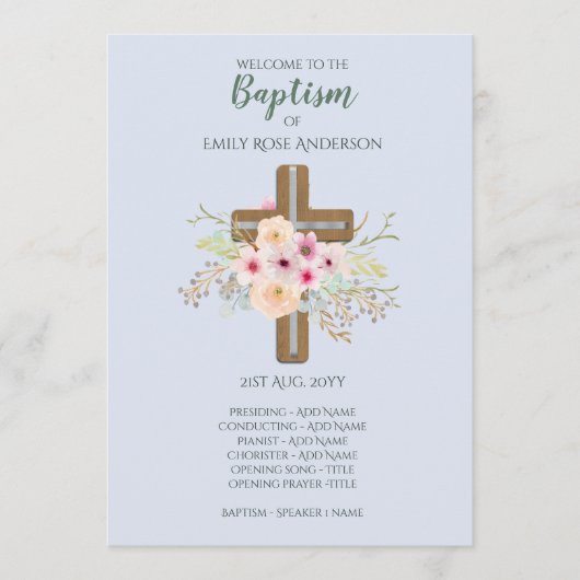 DOOPPROGRAMMA Jongens - Bloemenkruis Programmakaart (Voorkant)