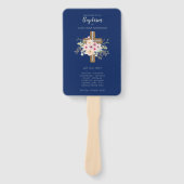 Doopprogramma ventilator - Bloemkruis Navyblauw Handwaaier (Voorkant)