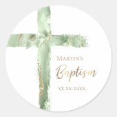Doopsalie groene agaat Heilig Kruis Ronde Sticker (Voorkant)
