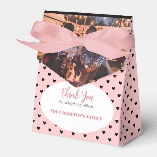 doopsel 1 sectie foto zalm roze harten bedankdoosjes (Voorkant Zijde)