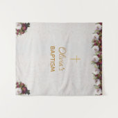 Doopsel Achtergrond Gouden Kruis Bourgogne Pioenma Wandkleed (Voorkant (horizontaal))