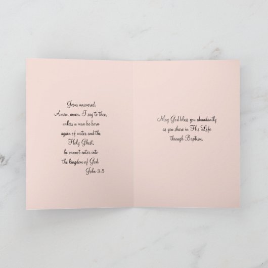 Doopsel Baby Meisje Doopend Rozen Cross Kaart (Binnen)