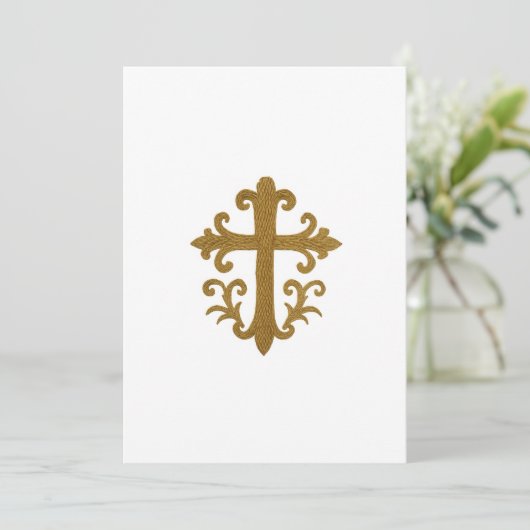 Doopsel bevestiging 1e Communie Gouden Kruis 4 Kaart (Staand voorkant)