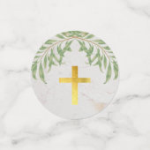 Doopsel Bladgroen Marmer Faux Gold Folie Groene Bl Confetti (Kleine voorkant)