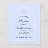 Doopsel blauw baby jongen boog uitnodiging (Voorkant)