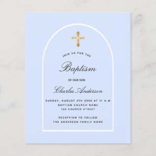 Doopsel blauw baby jongen boog uitnodiging