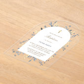 Doopsel blauw gebladerte acryl uitnodiging (Laagn)