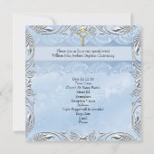 Doopsel Blauw Kruis Jongen Damask doopbijbel Kaart (Achterkant)